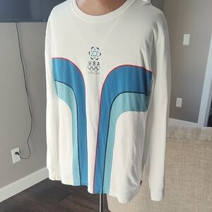USA Torino 2006 Olympics White, Blue And Red  Long Sleeve Unisex Tee Shirt